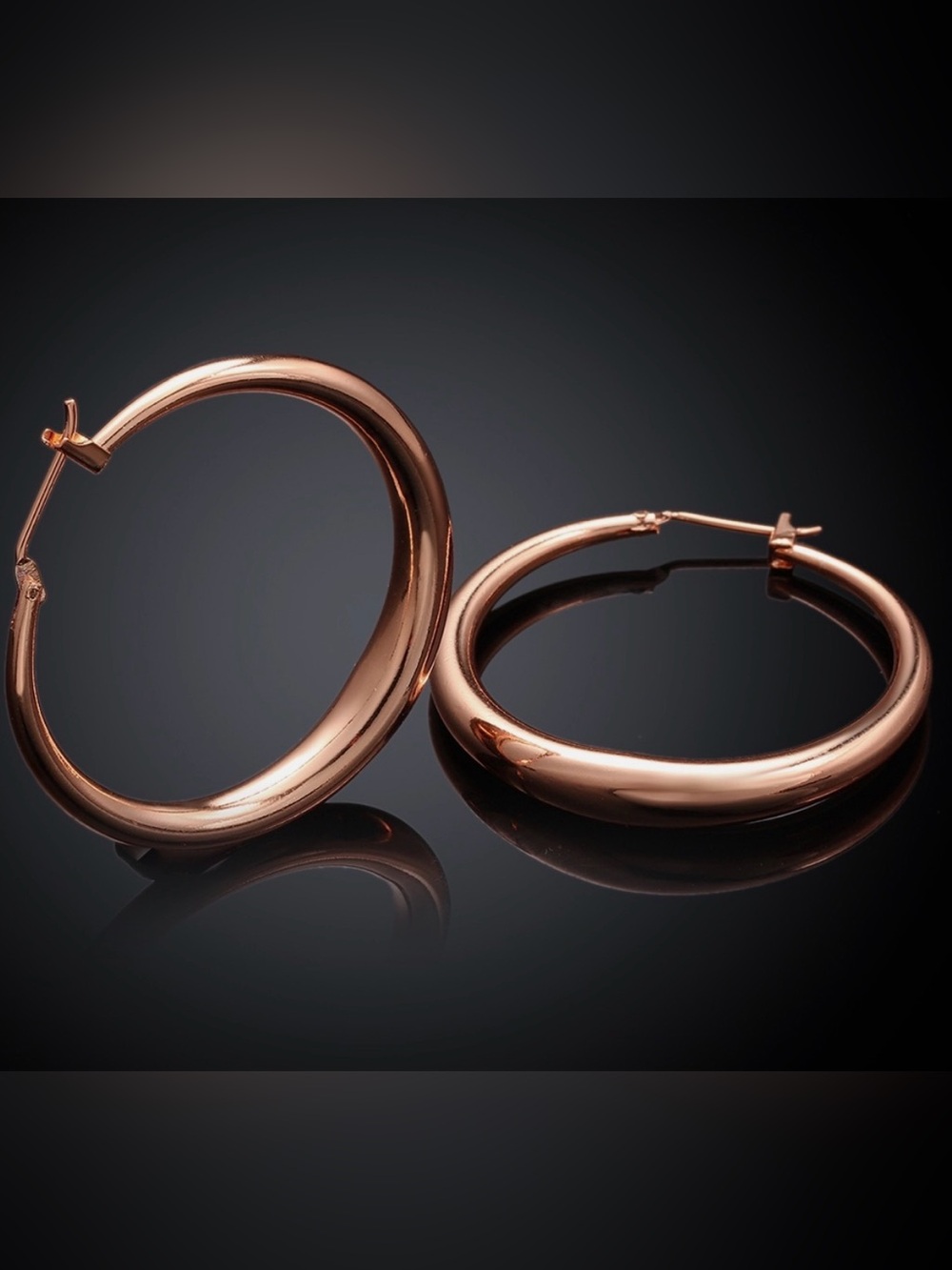 18K Rose Gold Latch Back Hoop Bali Earrings L124